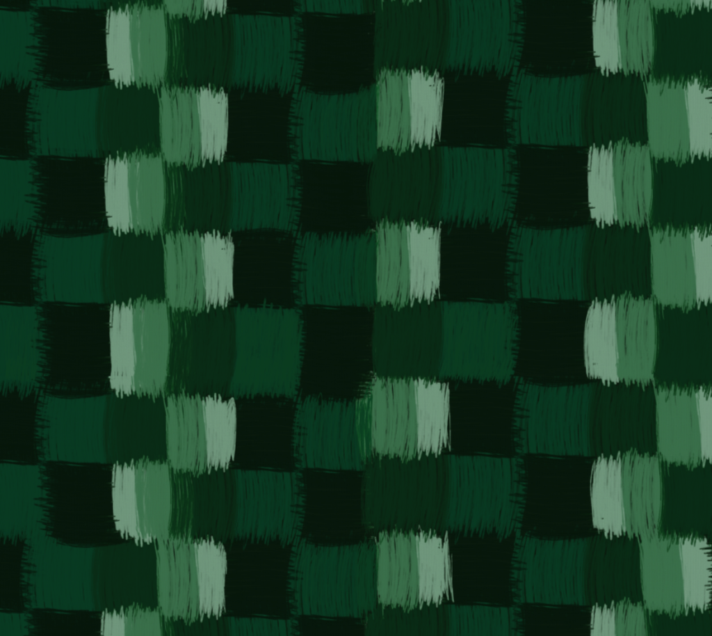 Quilted scratches in greens, fabic