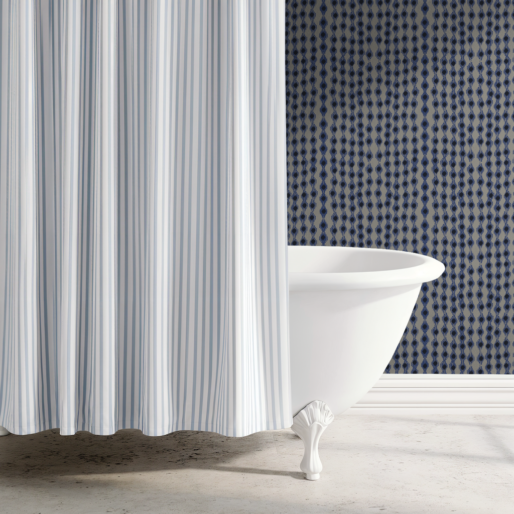 Dancing Ikat in Indigo, Wallpaper