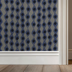 Dancing Ikat in Indigo, Wallpaper