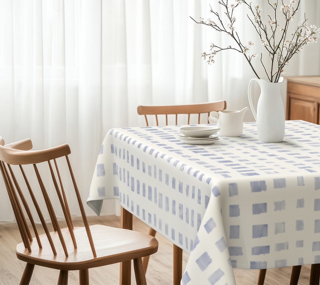 Tidal Grid in Blue, Tablecloth