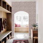 Broken Grid in blush and smoke, Wallpaper