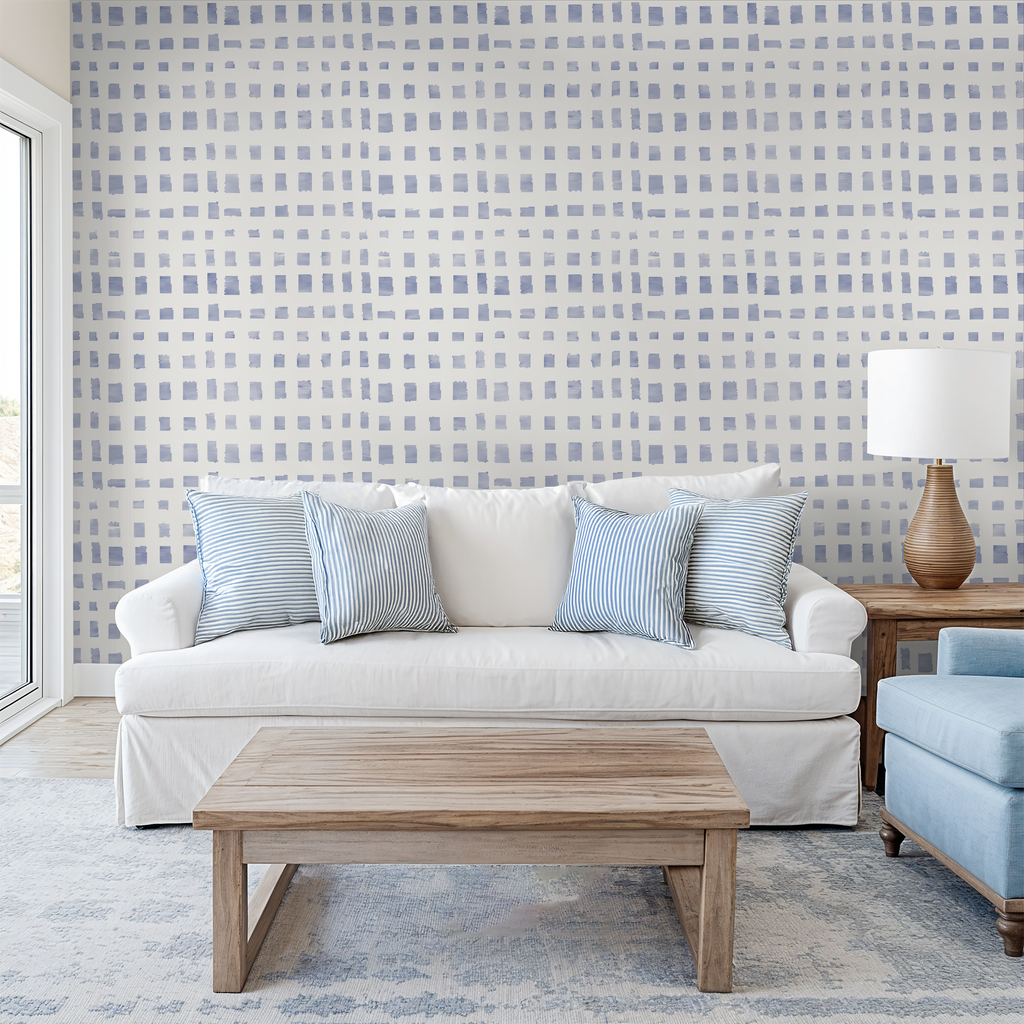 Tidal Grid in Blue, Wallpaper