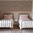 Suzani floral in peach, Wallpaper