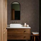 Suzani floral in peach, Wallpaper