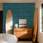 Washed squares in teal, wallpaper