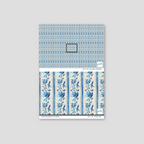 Blue floral watercolor wallpaper sample with vertical stripes and botanical design.