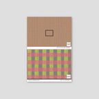 Bright pink and lime green plaid wallpaper sample with textured surface.