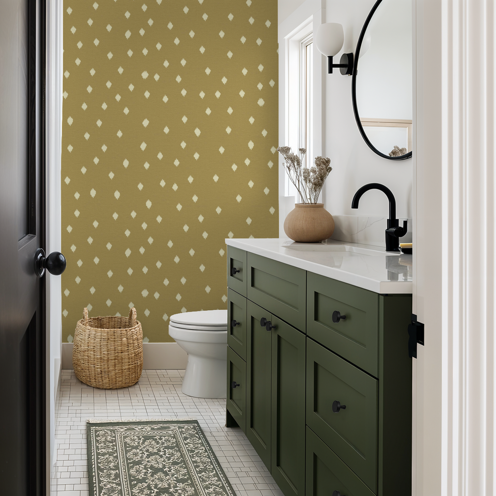Ditsy Ikat in Marigold, Wallpaper
