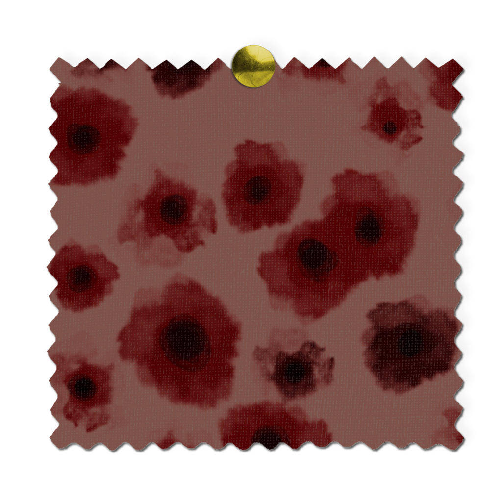 Red posies on dark blush, fabric