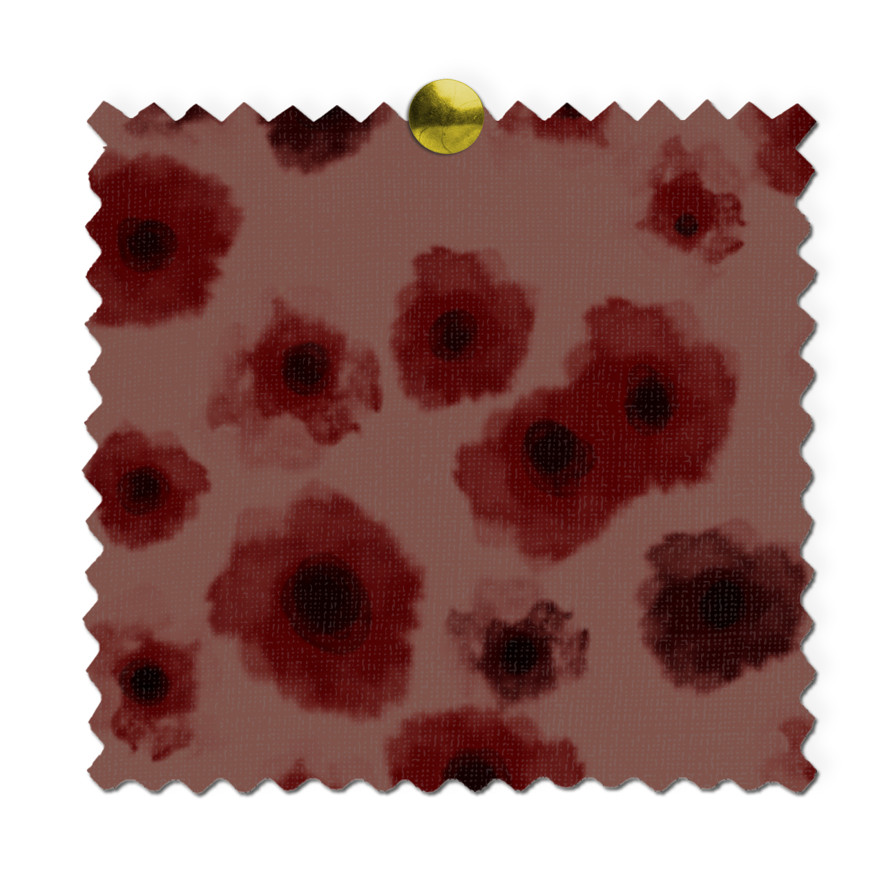 Red posies on dark blush, fabric