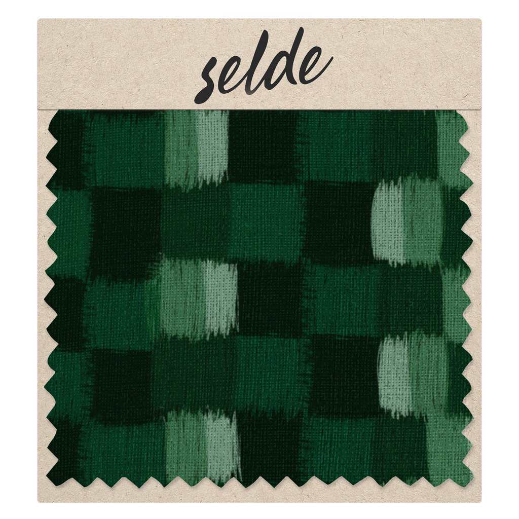 Quilted scratches in greens, fabic